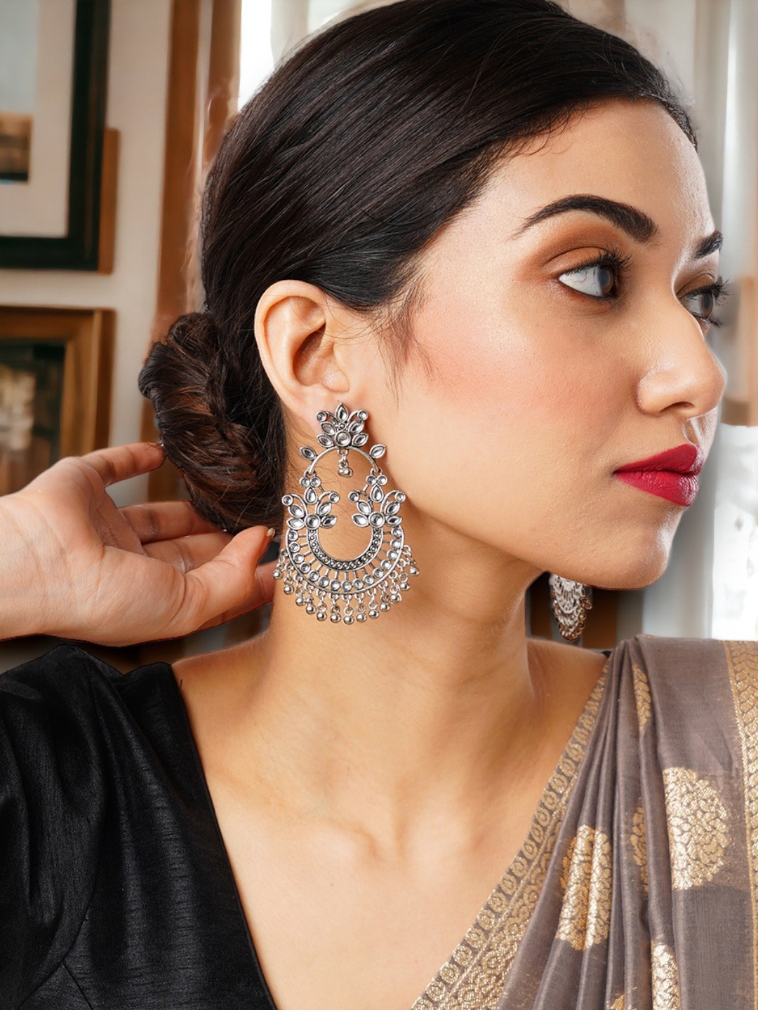 

Anouk Silver-Plated Contemporary Chandbalis Earrings