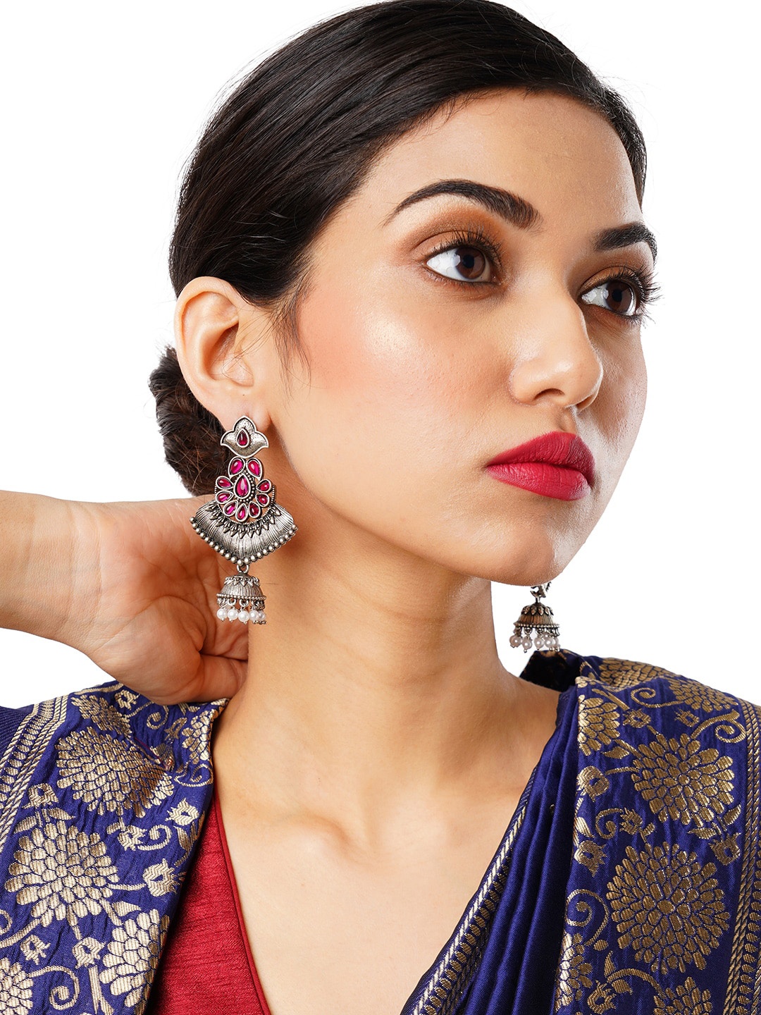 

Anouk Silver-Plated Contemporary Jhumkas