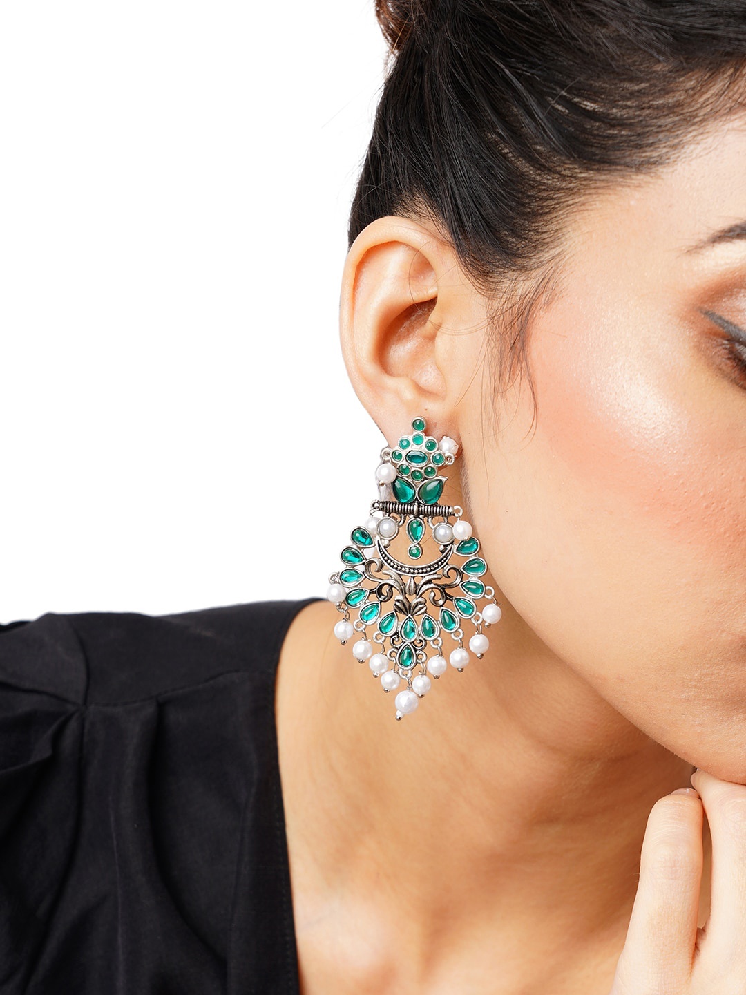 

Anouk Silver-Plated Leaf Shaped Drop Earrings
