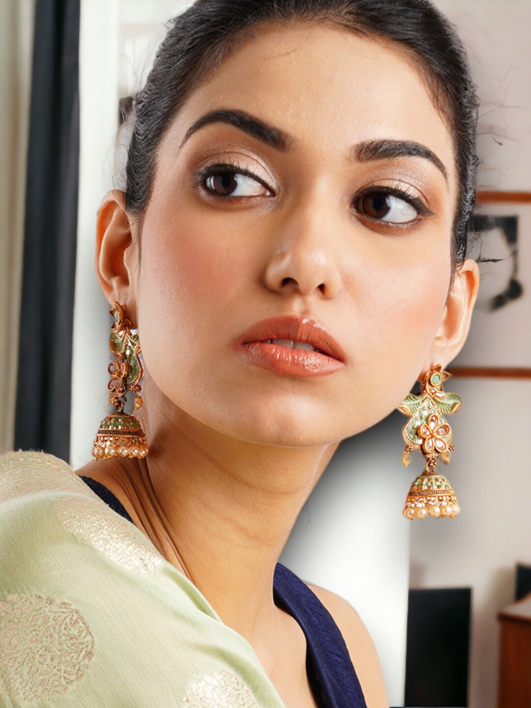 

Anouk Gold-Plated Dome Shaped Jhumkas