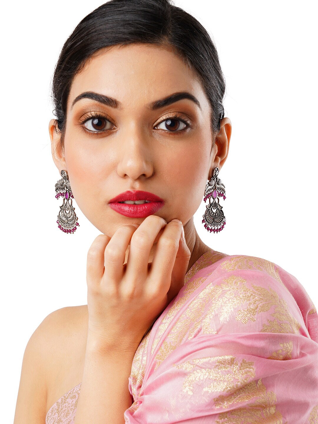 

Anouk Silver-Toned Contemporary Jhumkas Earrings