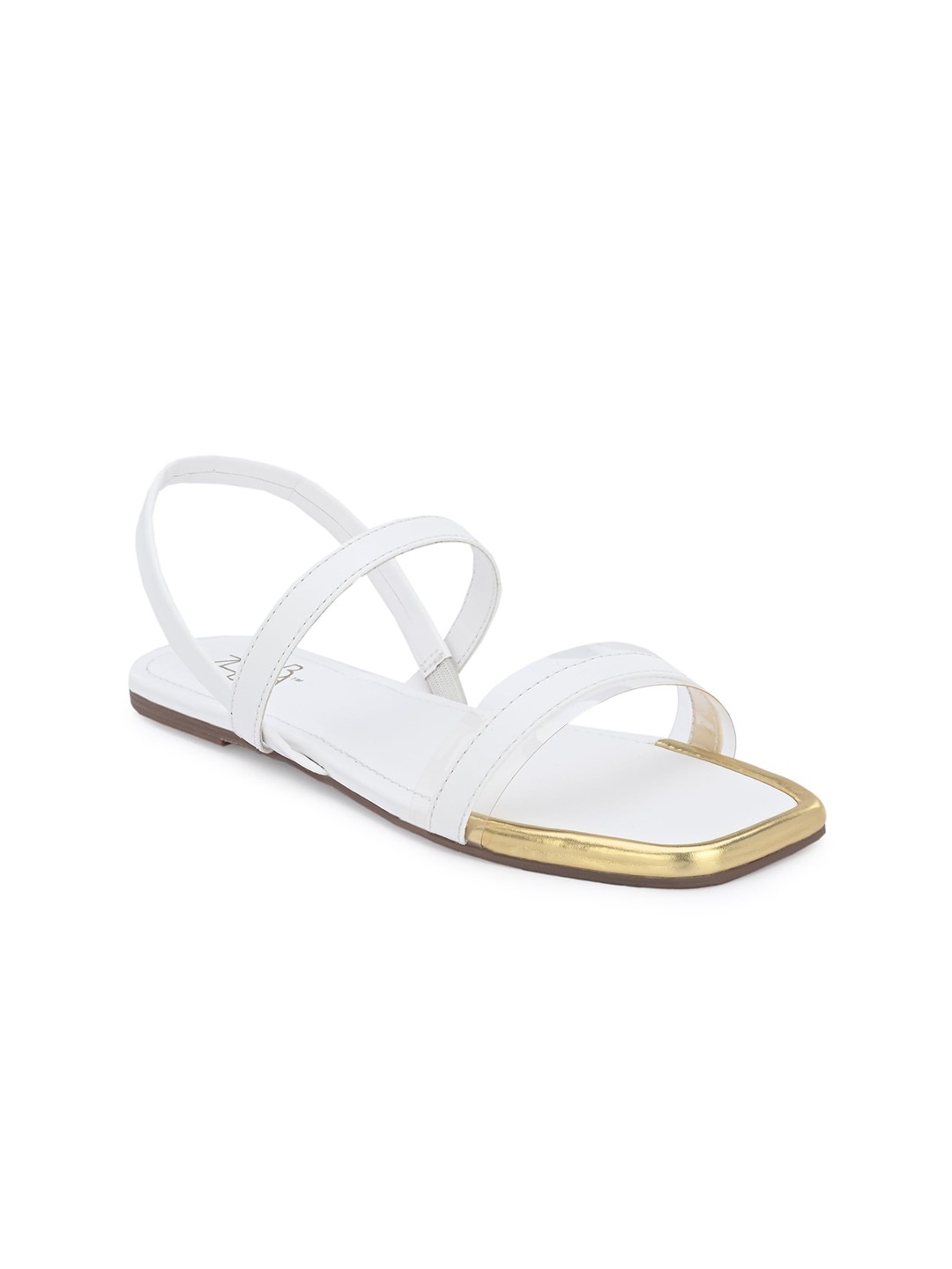 

Zebba Double Strap Open Toe Flats, White