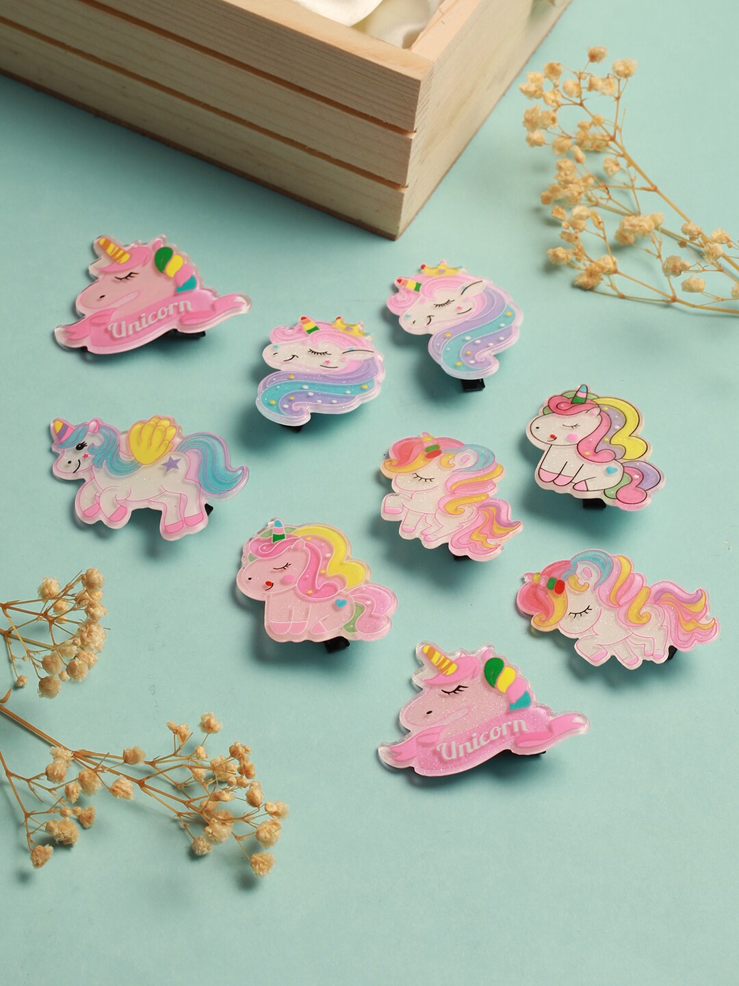 

Jazz and Sizzle Girls Set Of 10 Unicorn Alligator Hair Clips, Pink