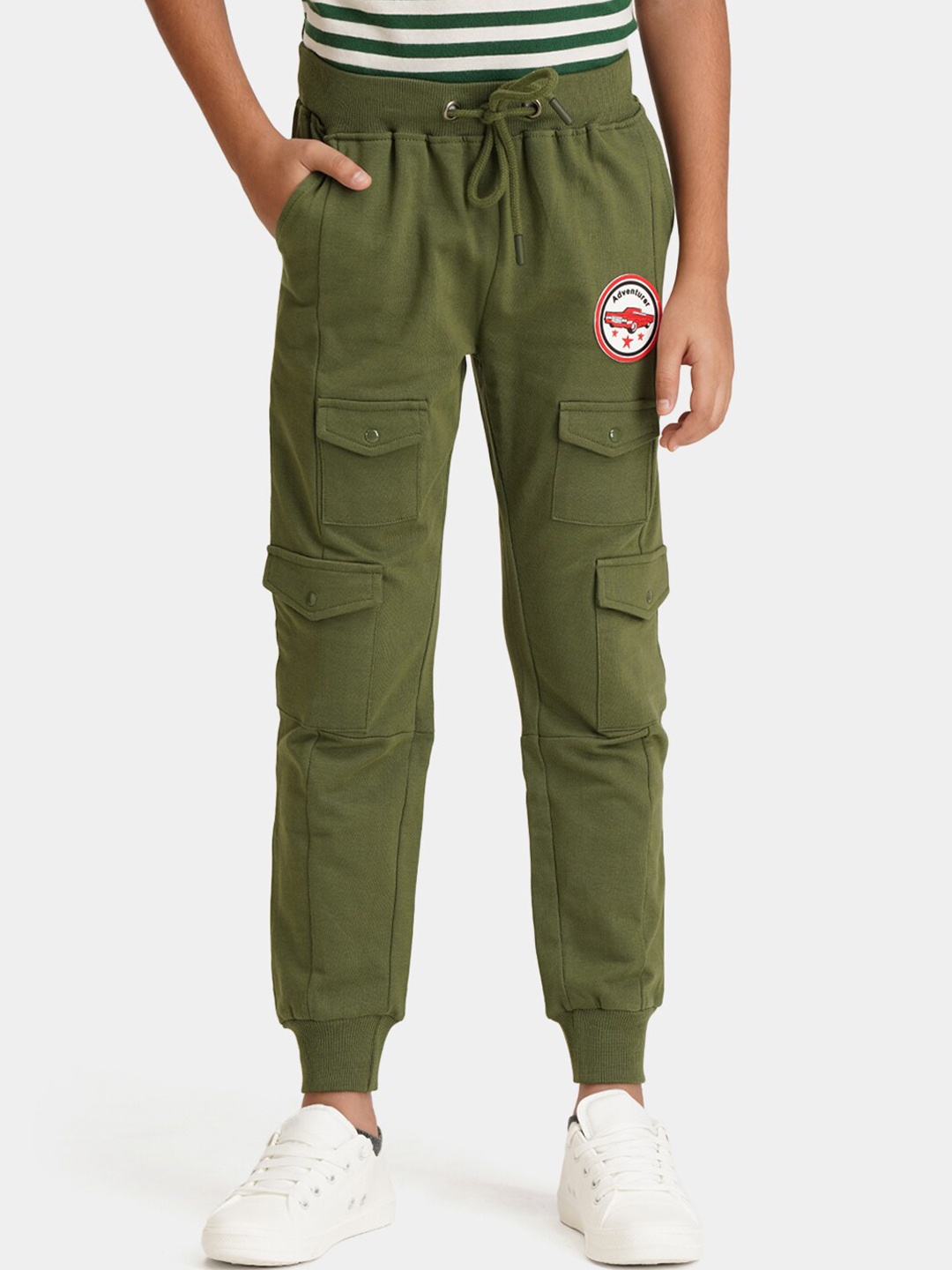 

Urbano Juniors Boys Cotton Mid-Rise Joggers, Green