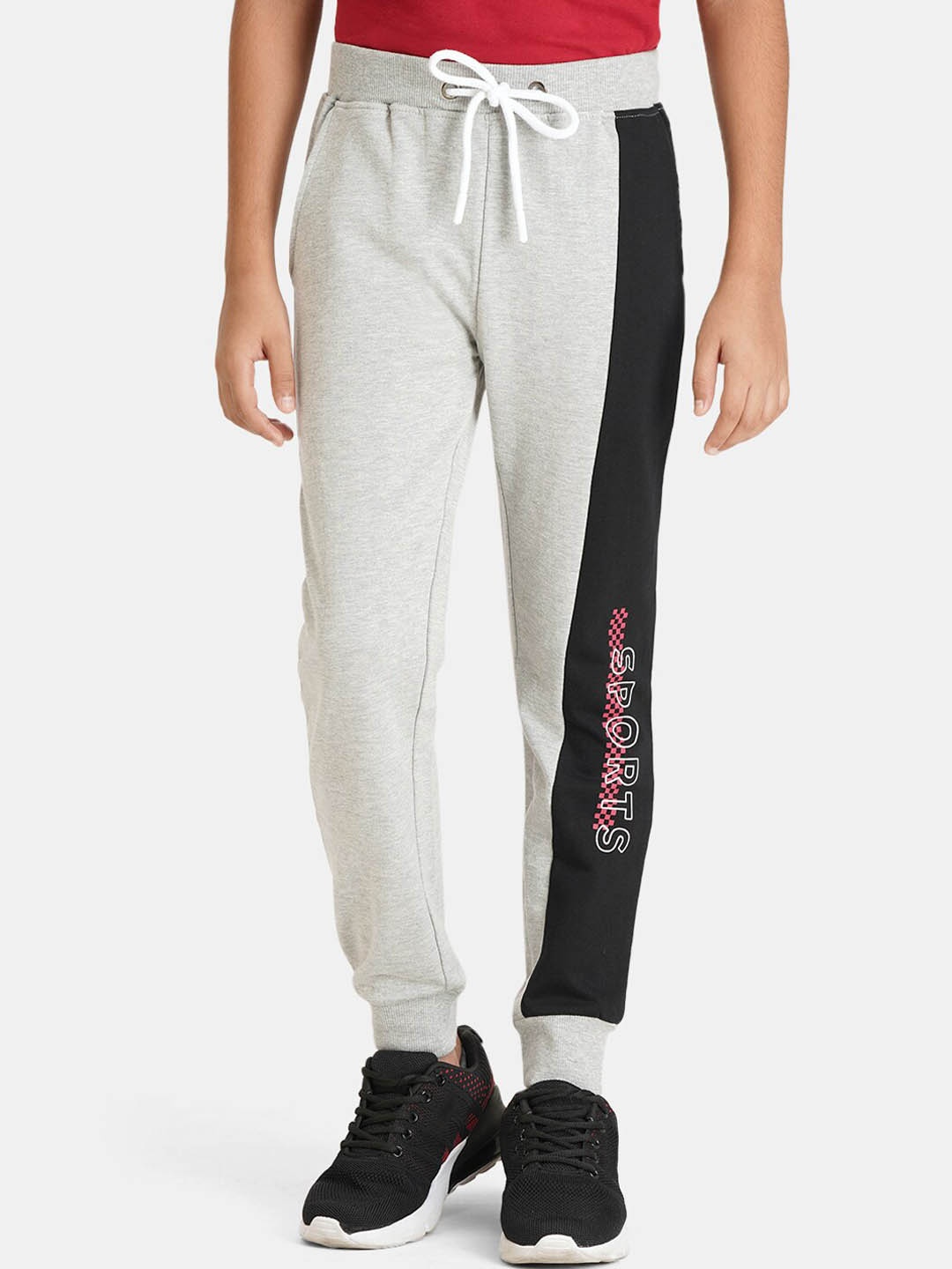

Urbano Juniors Boys Colorblocked Printed Cotton Mid-Rise Joggers, Grey