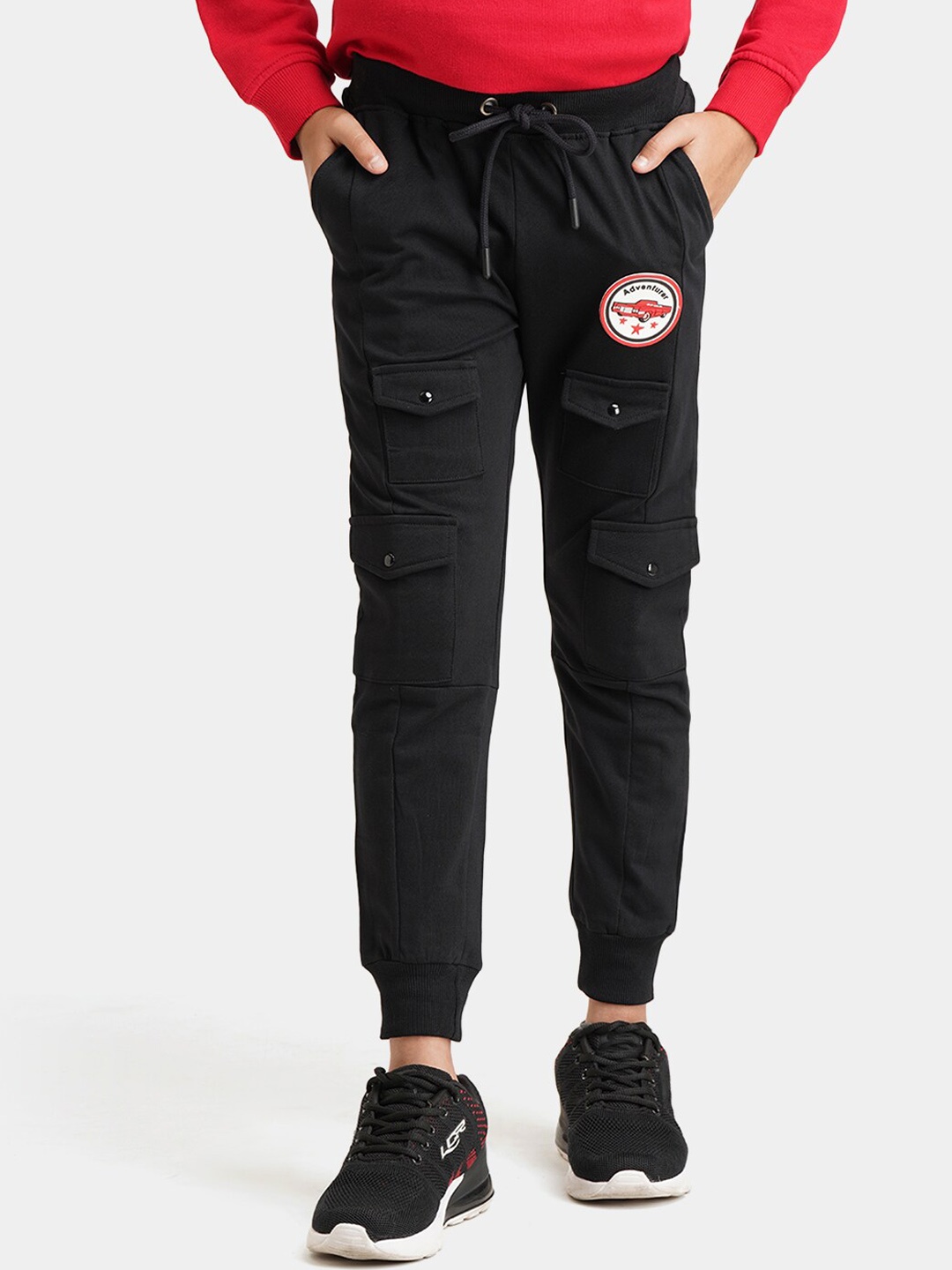 

Urbano Juniors Boys Mid-Rise Cotton Joggers, Black