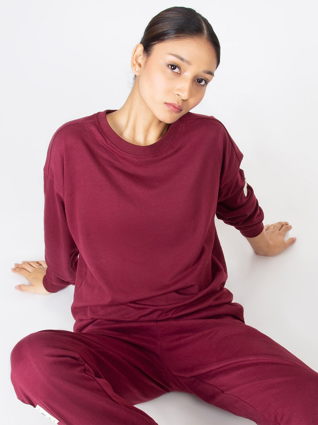 

aastey Pure Cotton Pullover Sweatshirt, Maroon