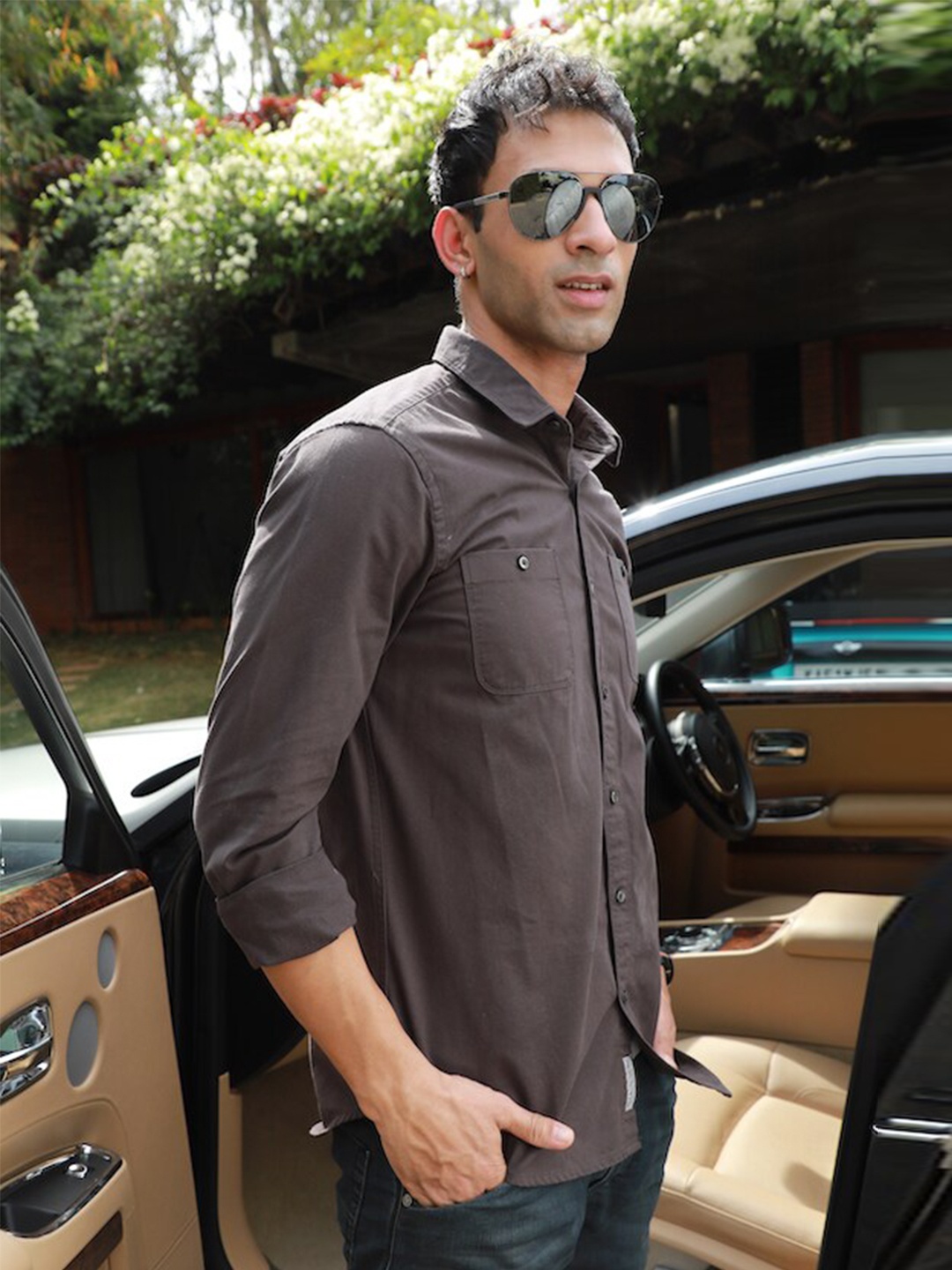 

POE Smart Slim Fit Pure Cotton Casual Shirt, Brown