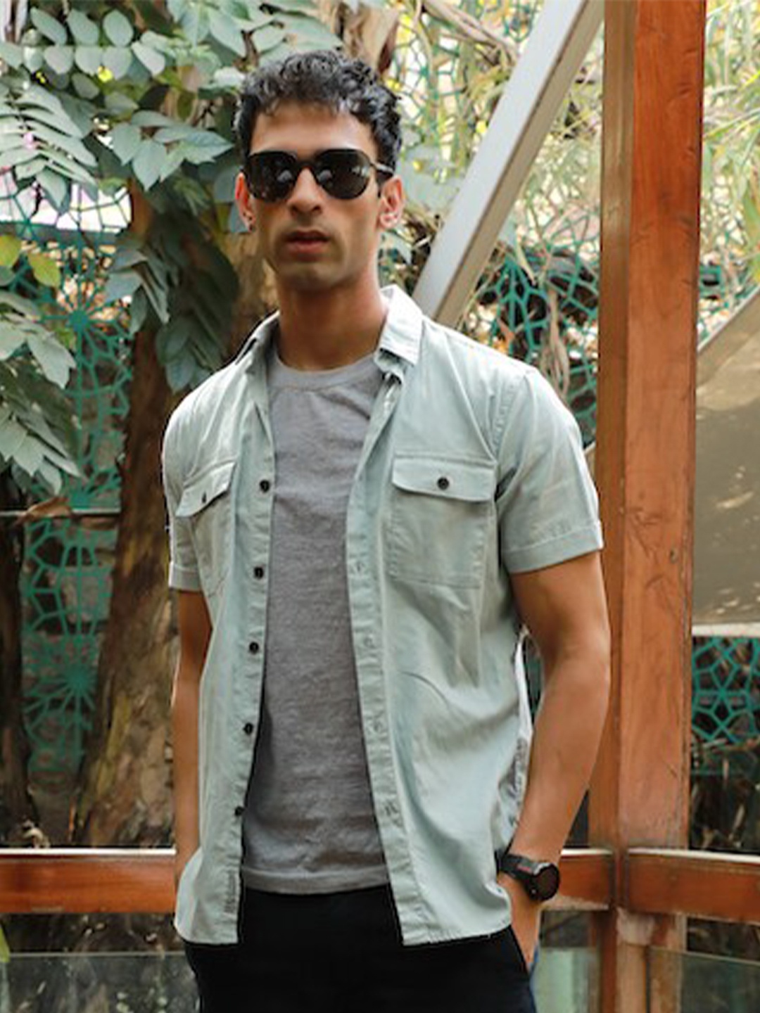 

POE Smart Slim Fit Pure Cotton Casual Shirt, Green