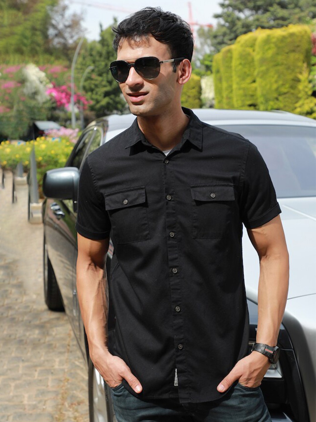 

POE Smart Slim Fit Pure Cotton Casual Shirt, Black