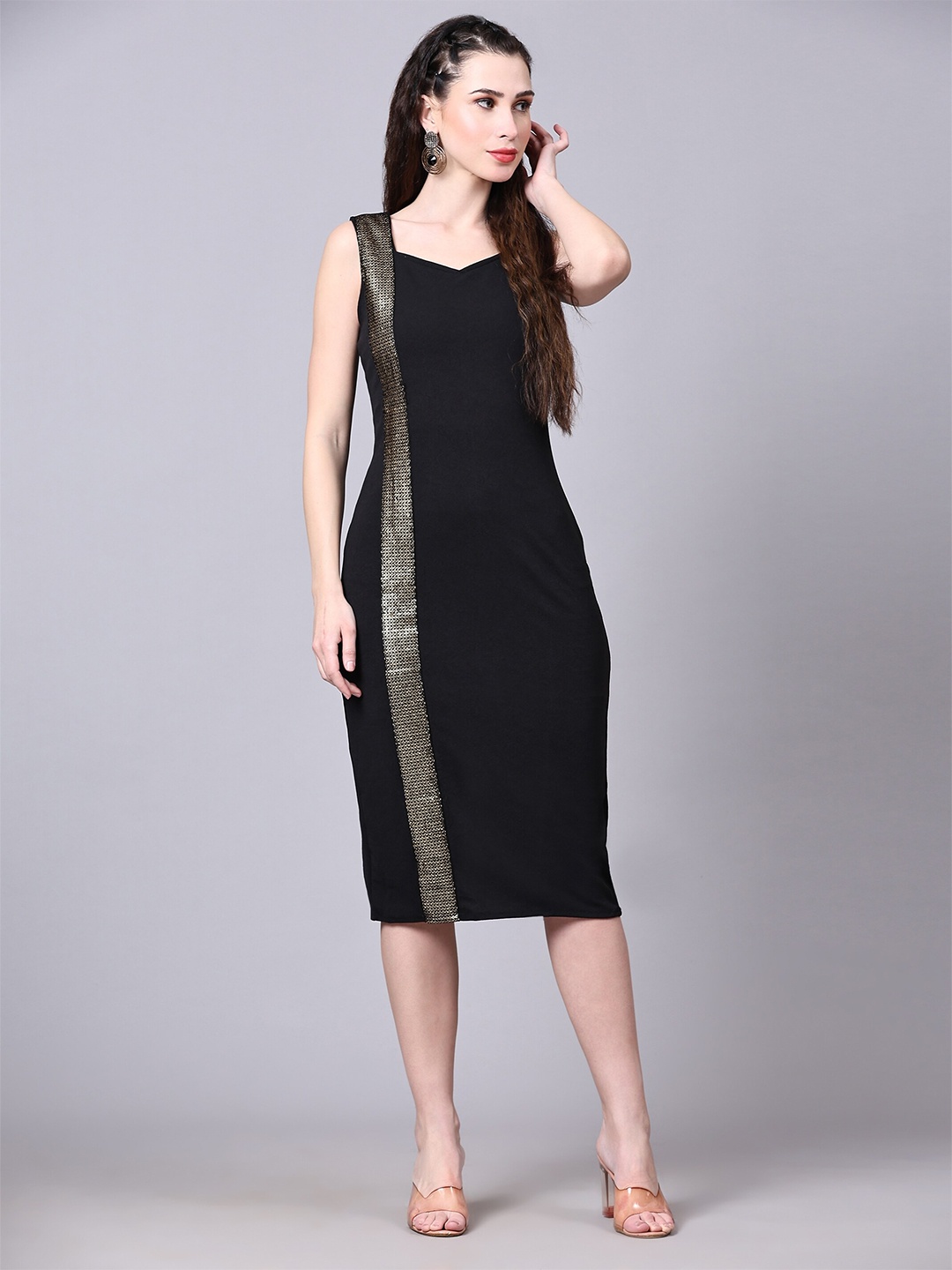 

Vaidehi Fashion Embellished Sequinned Sheath Dress, Black