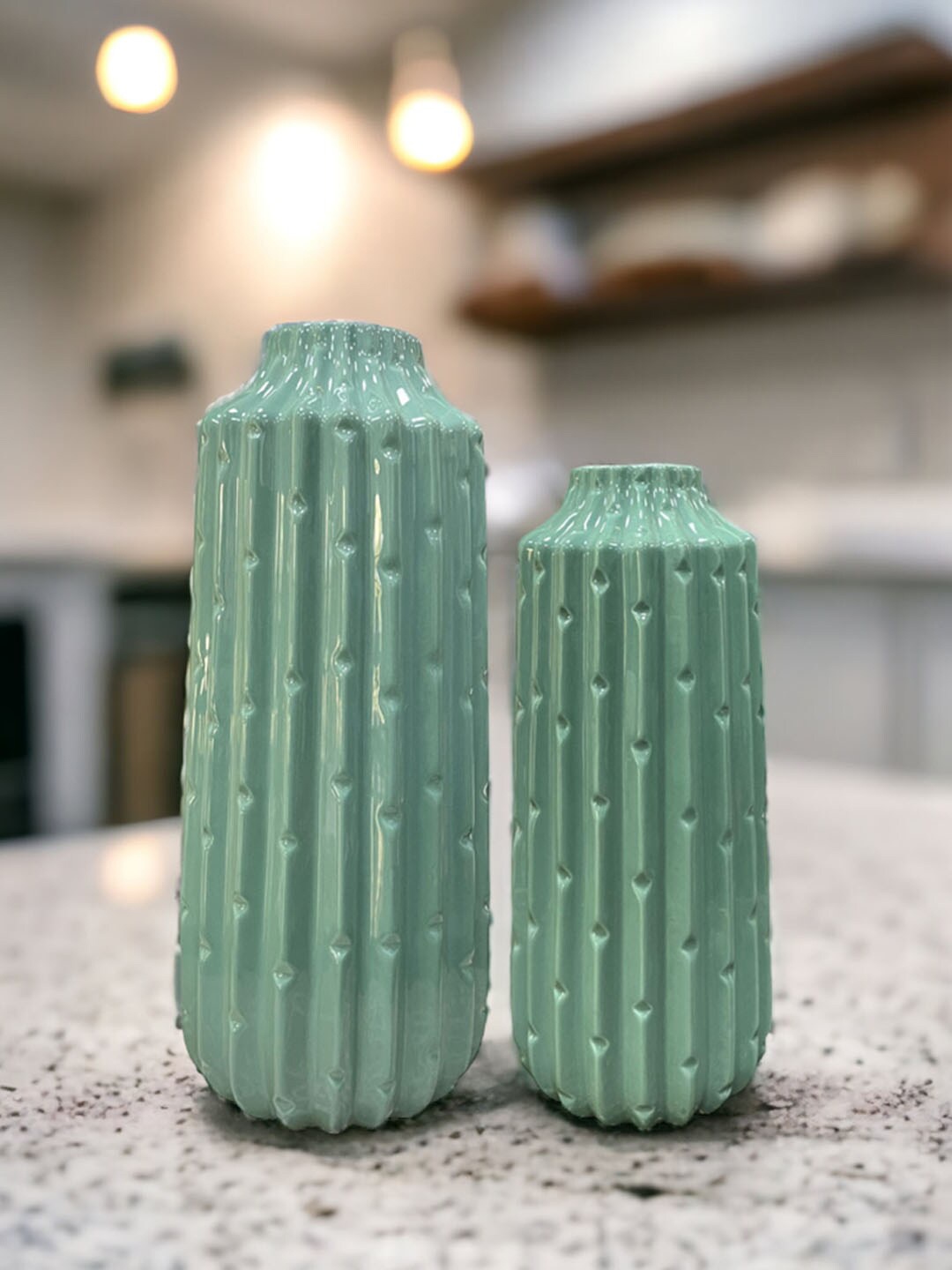 

Art Street Green 2 Pieces European-Style Vertical Edge Ceramic Vases