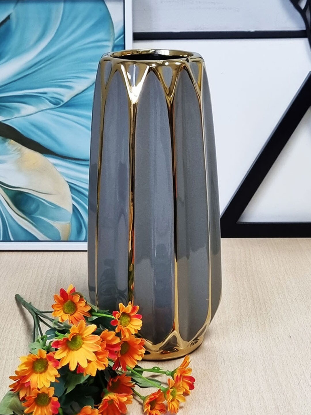 

Art Street Grey Geometrical Flower Table Vase