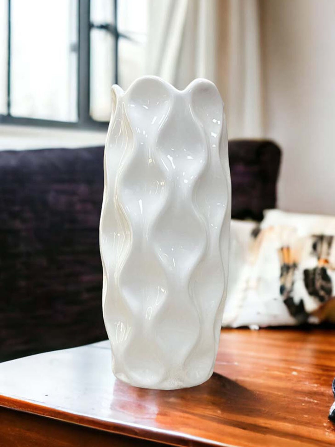 

Art Street White Textured Ceramic Flower Vase