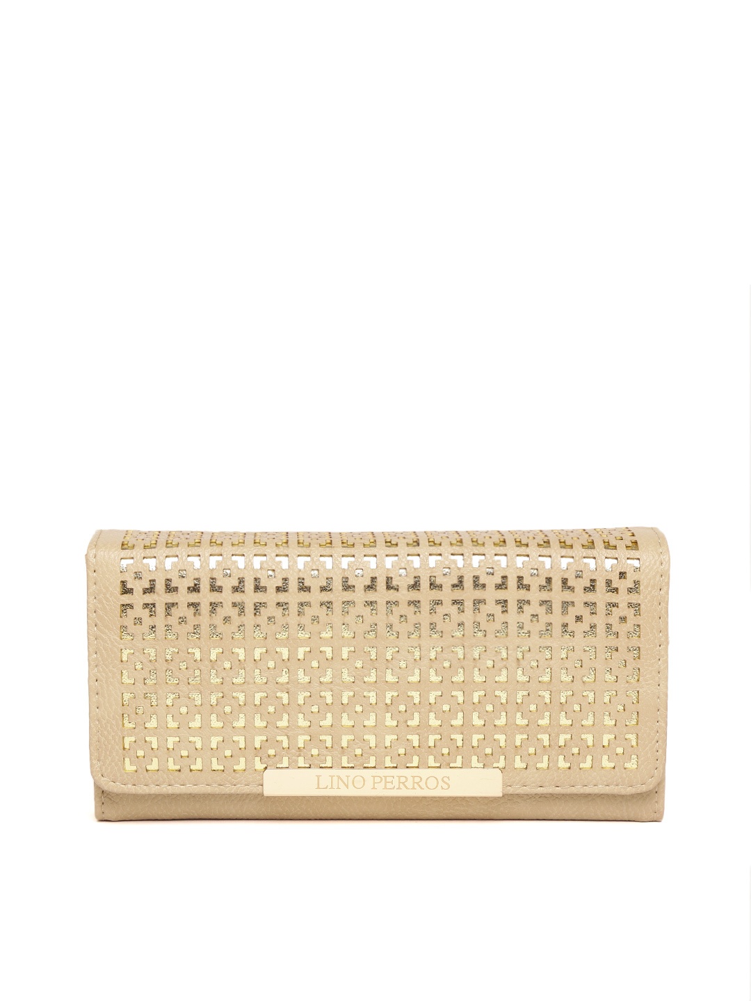 

Lisa Haydon for Lino Perros Women Beige Laser Cut Three Fold Wallet
