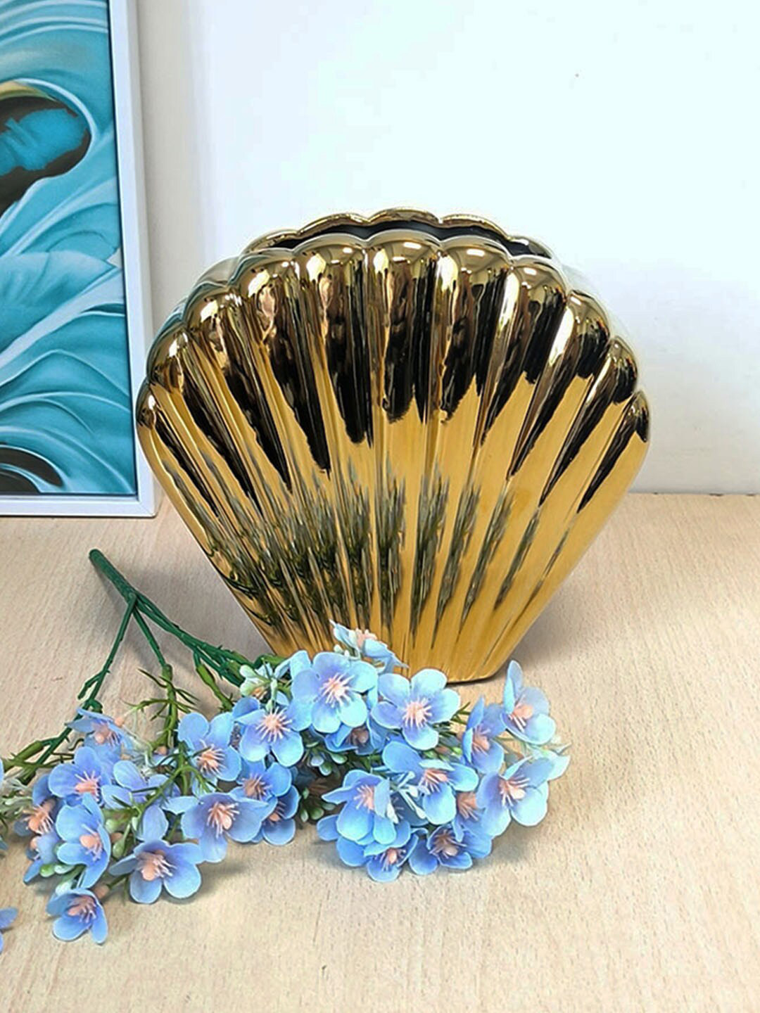 

Art Street Gold-Toned Shell Ceramic Flower Vase