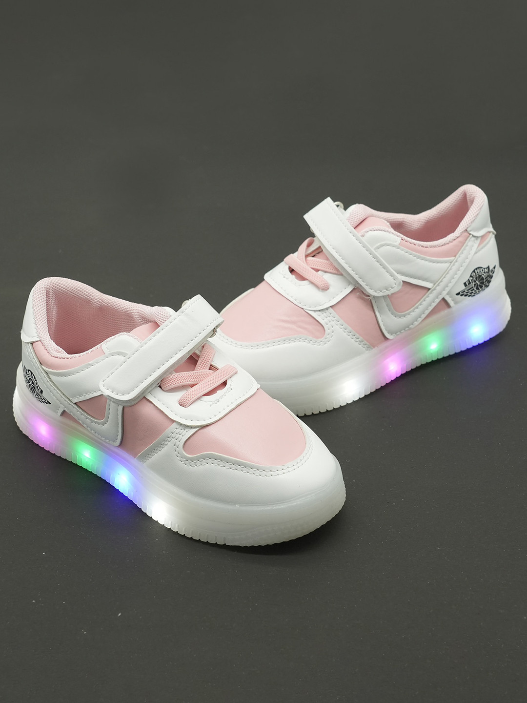 

FEETWELL SHOES Kids Colourblocked LED Velcro Sneakers, Pink