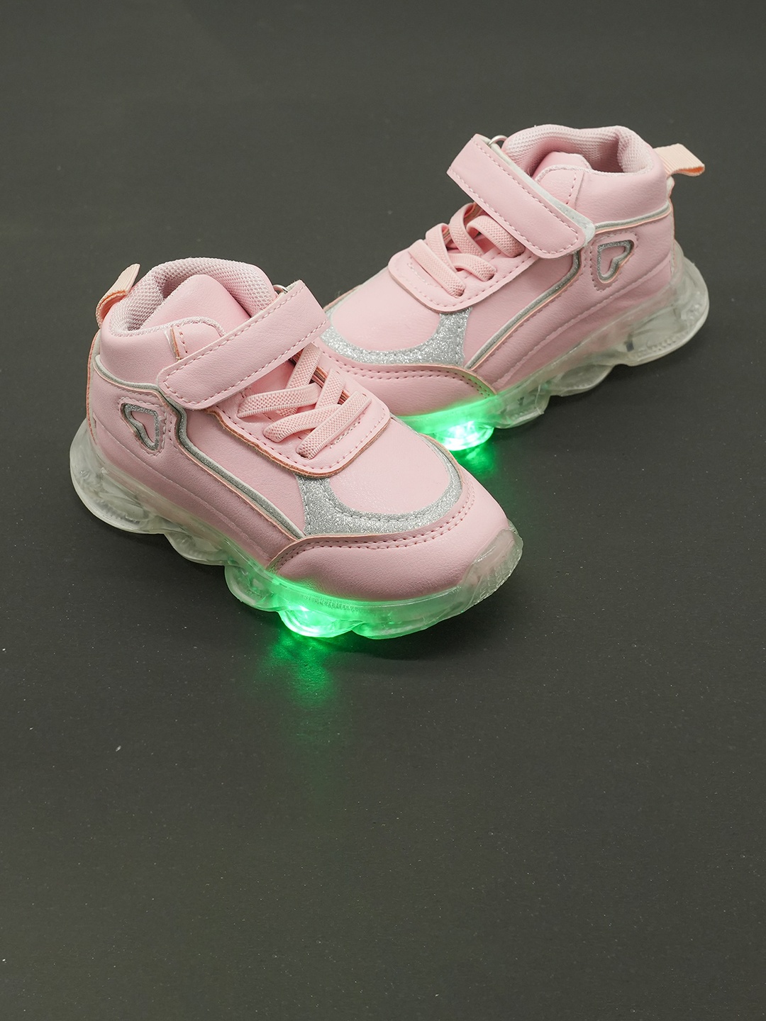 

FEETWELL SHOES Kids LED Velcro Sneakers, Pink
