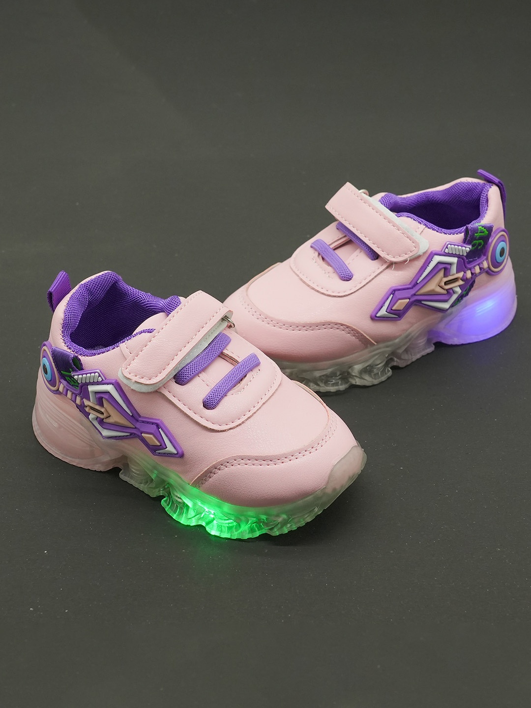 

FEETWELL SHOES Kids LED Velcro Sneakers, Pink