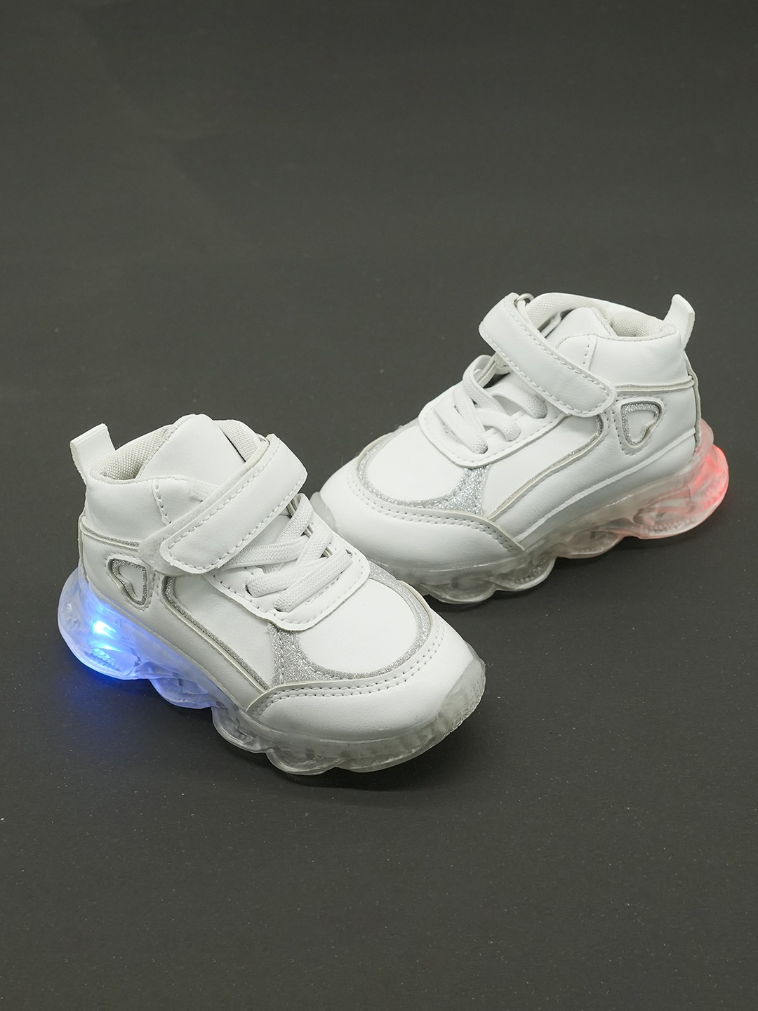 

FEETWELL SHOES Kids LED Velcro Sneakers, White