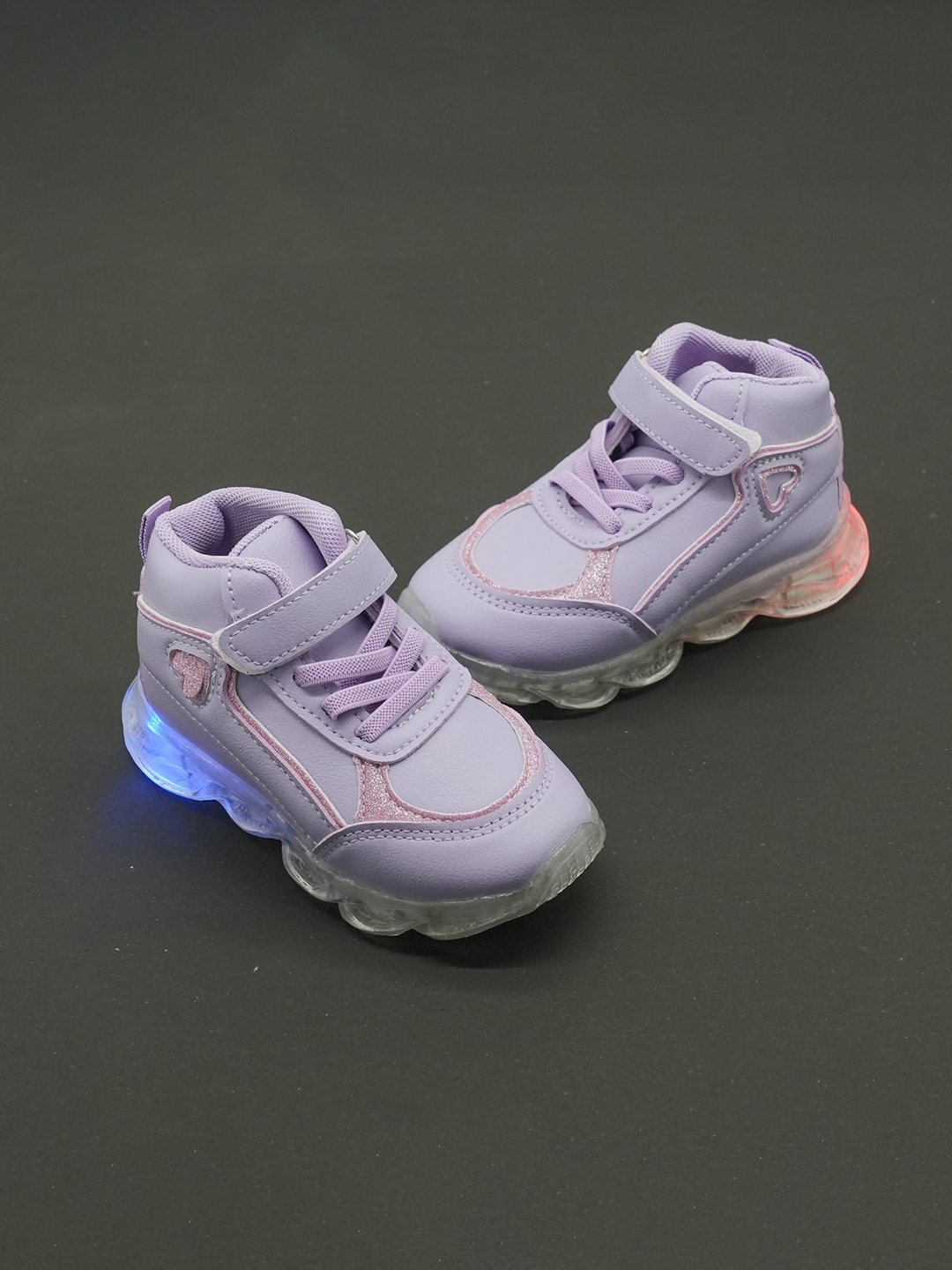 

FEETWELL SHOES Kids LED Velcro Sneakers, Lavender
