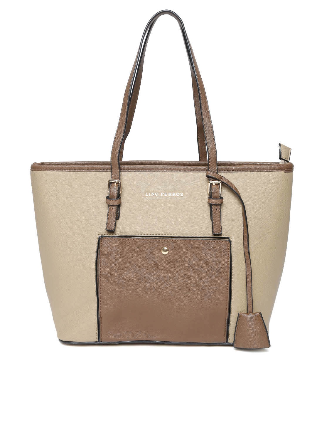 

Lisa Haydon for Lino Perros Beige & Brown Colourblocked Shoulder Bag