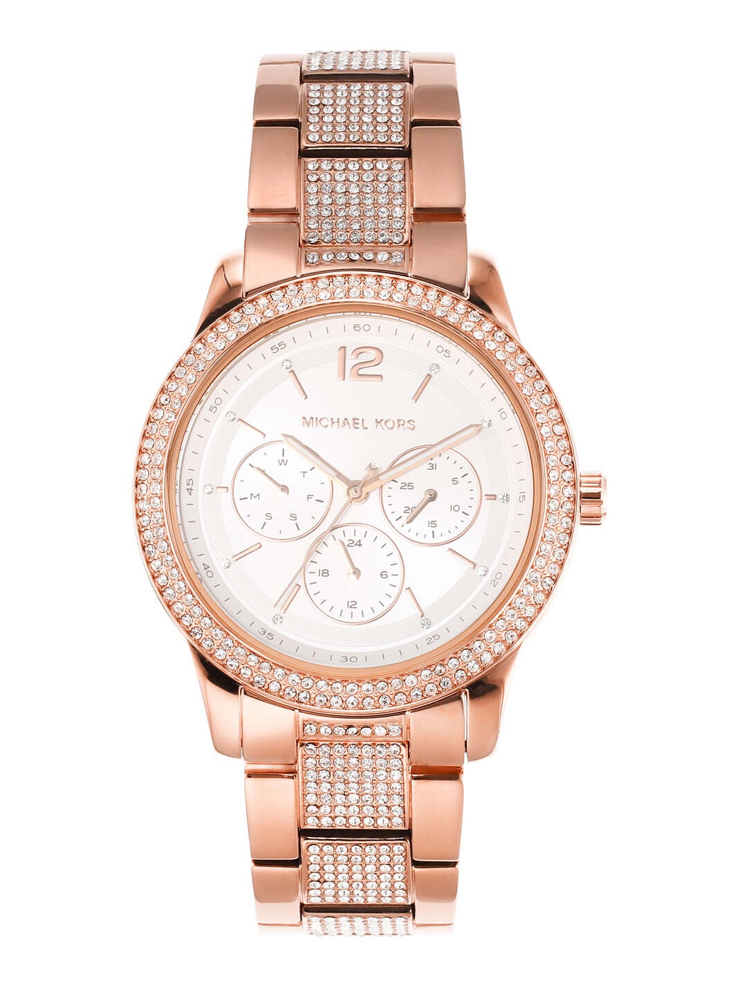 

Michael Kors Women Embellished Dial & Stainless Steel Embellished Analogue Watch MK7293, White