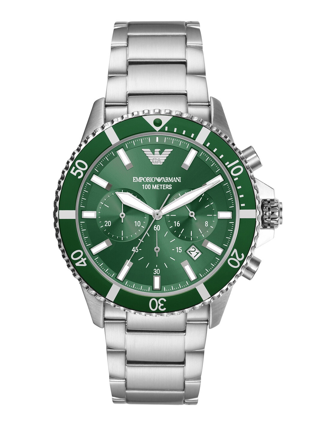 

Emporio Armani Men Bracelet Style Analogue Chronograph Watch AR11500, Green