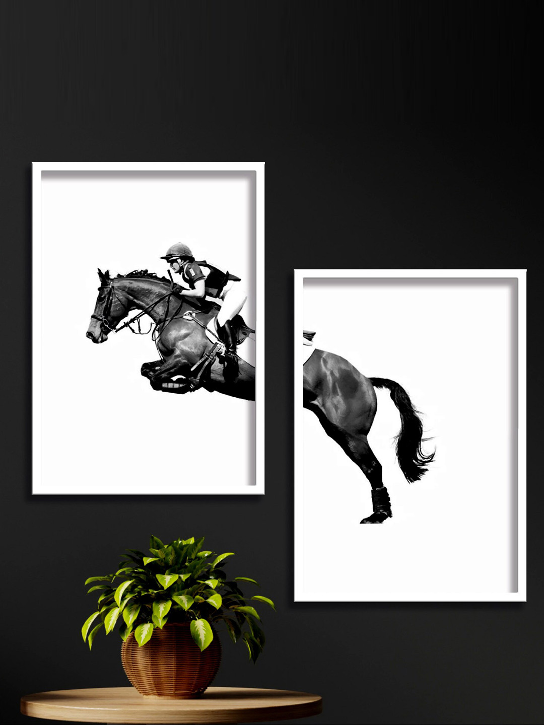 

SAF Black & White 2 Pieces Horse Ride Printed High Definition Waterproof Wall Art