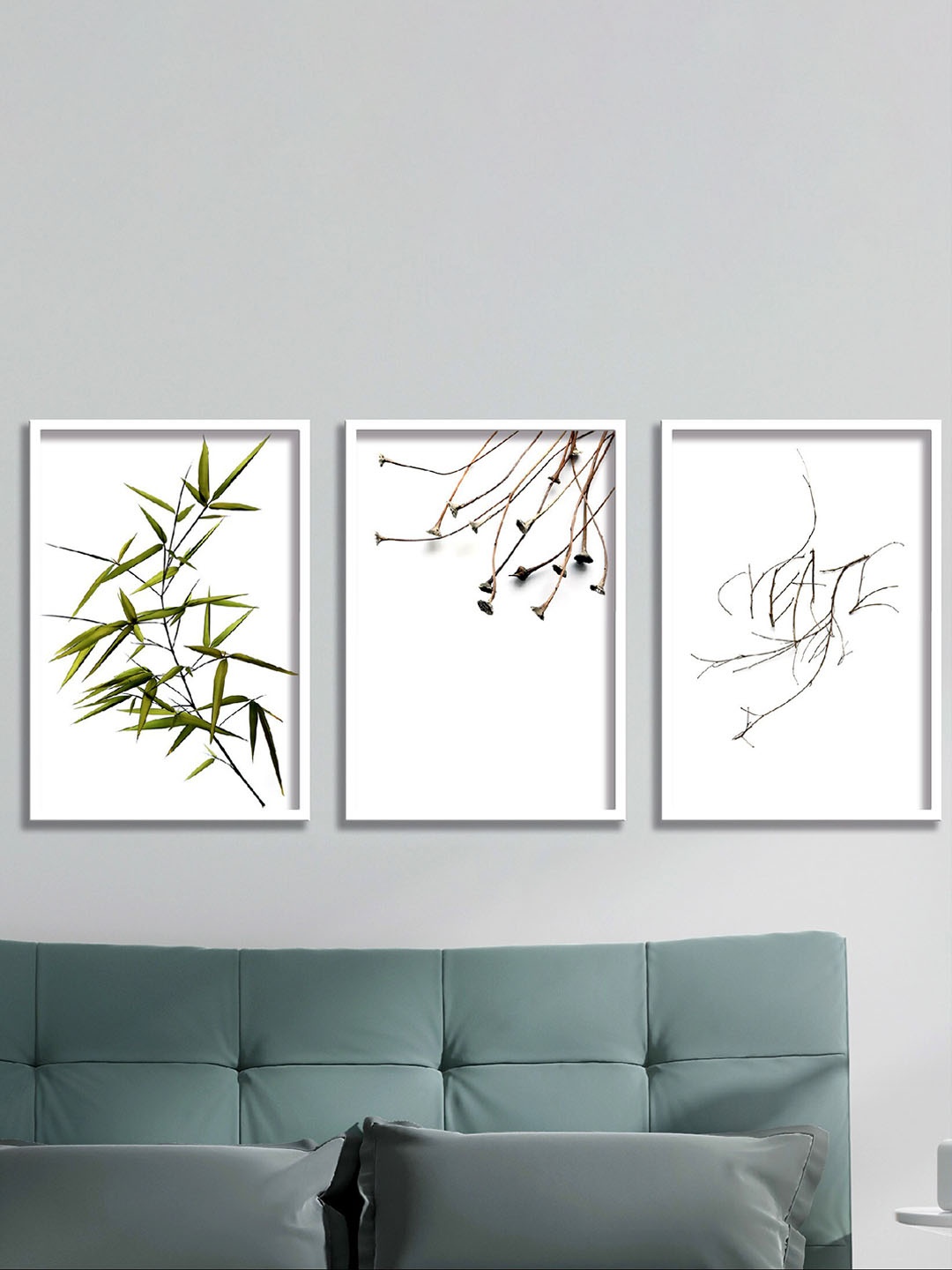 

SAF Green & Brown 3 Pieces Tropical Leaves Printed High Definition Waterproof Wall Art