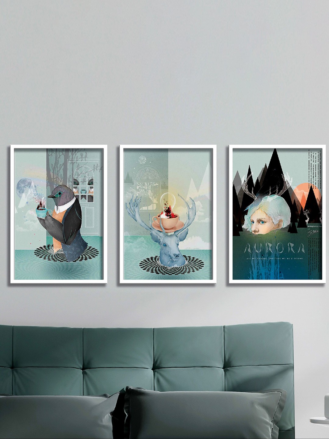 

SAF Blue & Black 3 Pieces Abstract Printed High Definition Waterproof Wall Art