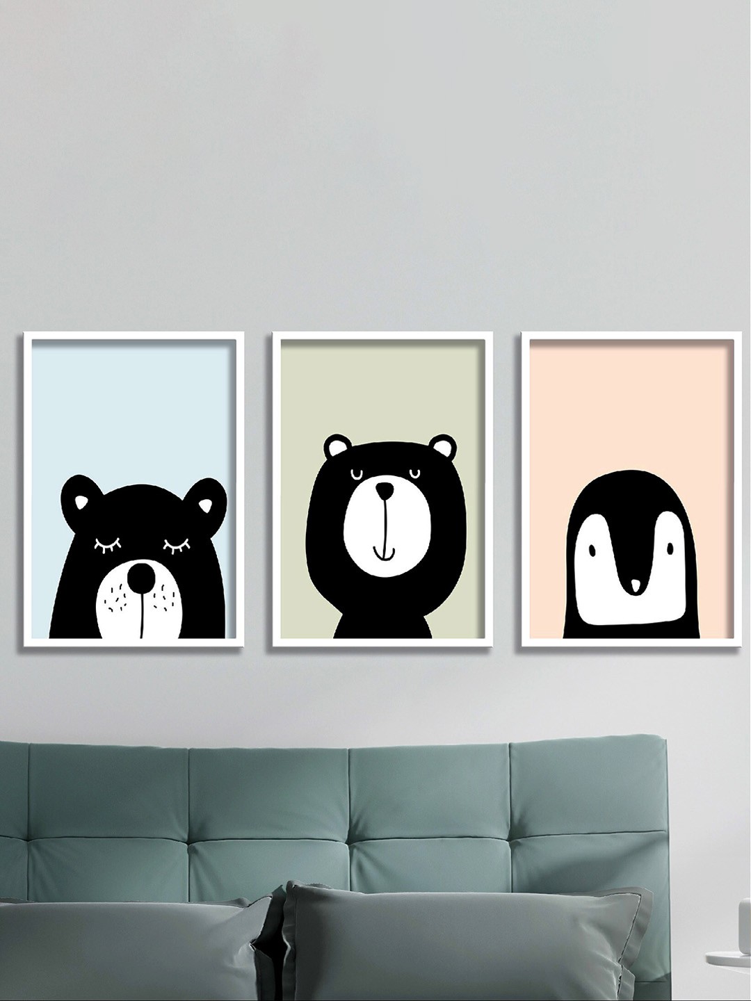 

SAF Black & White 3-Pieces Animals Printed High Definition Waterproof Framed Wall Art