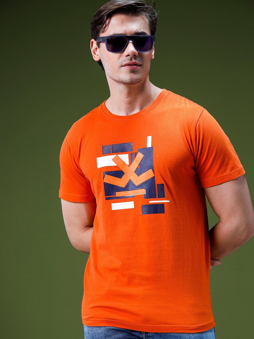 

WROGN Graphic Printed Cotton Slim Fit T-shirt, Orange
