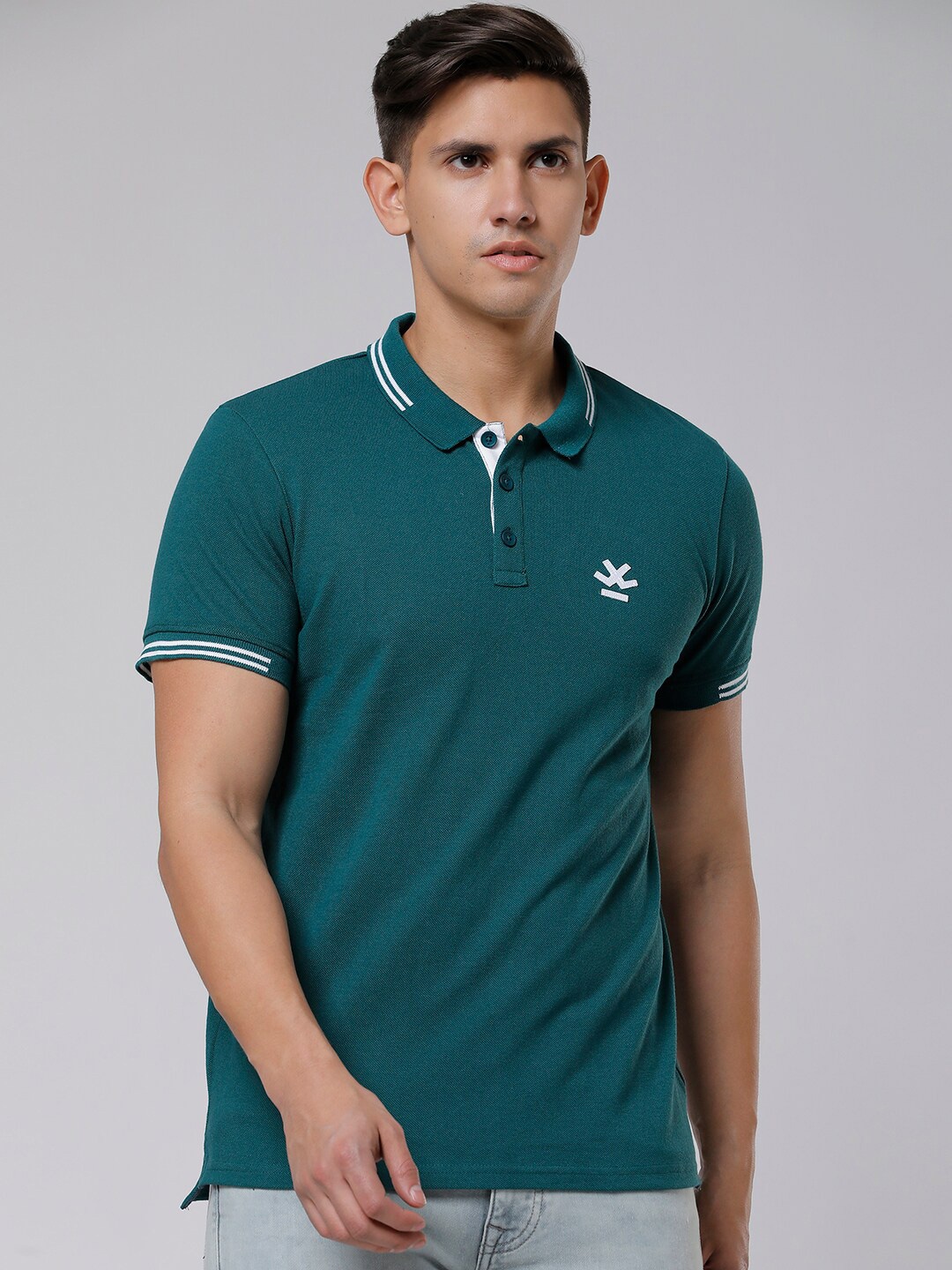 

WROGN Polo Collar Slim Fit Cotton T-shirt, Teal