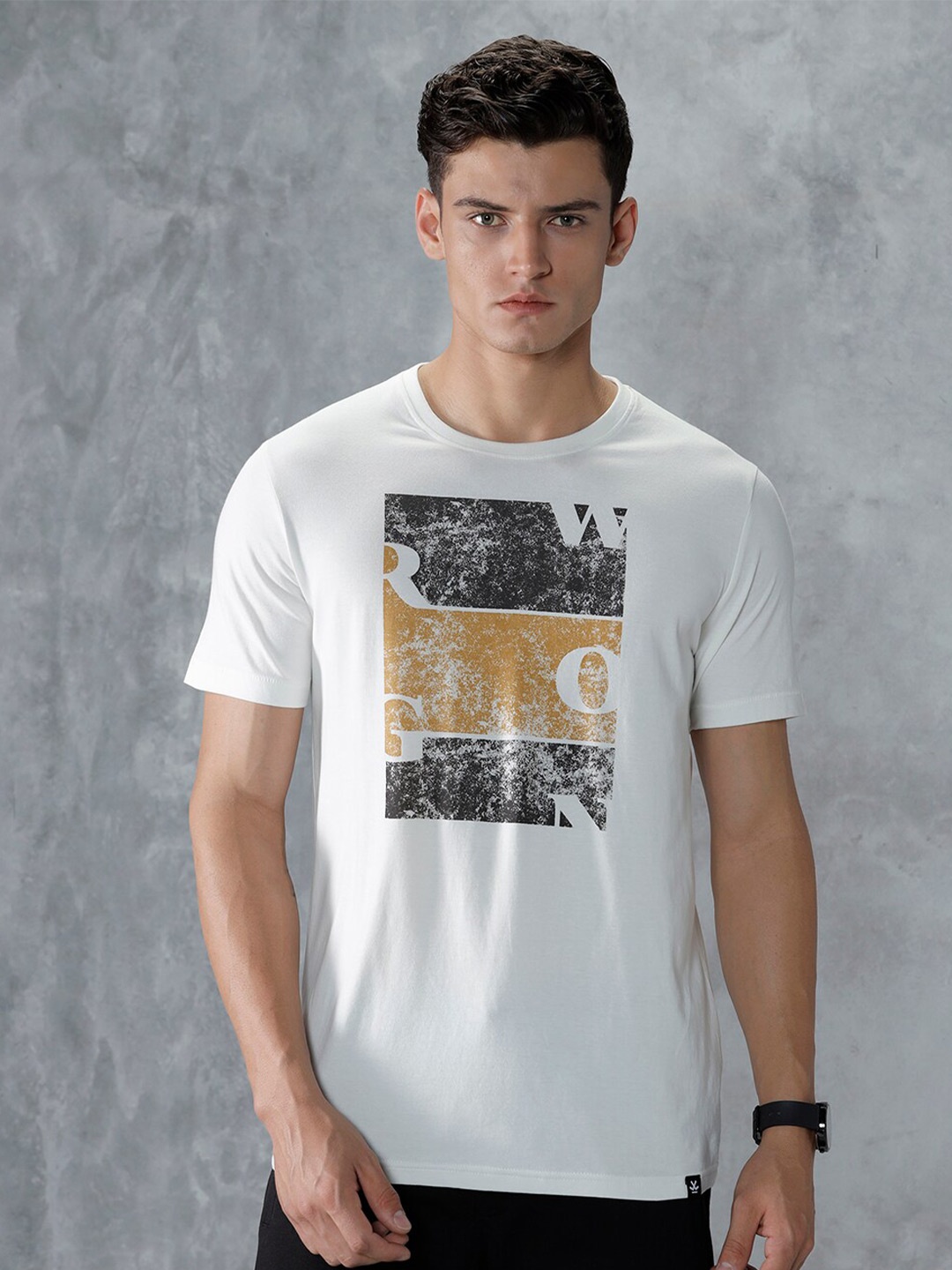 

WROGN Typography Printed Cotton Slim Fit T-shirt, White