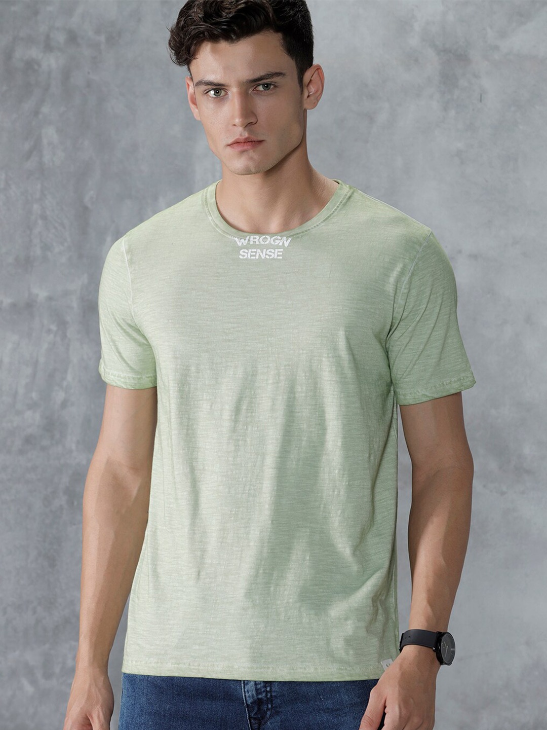 

WROGN Slim Fit Casual Cotton T-shirt, Green