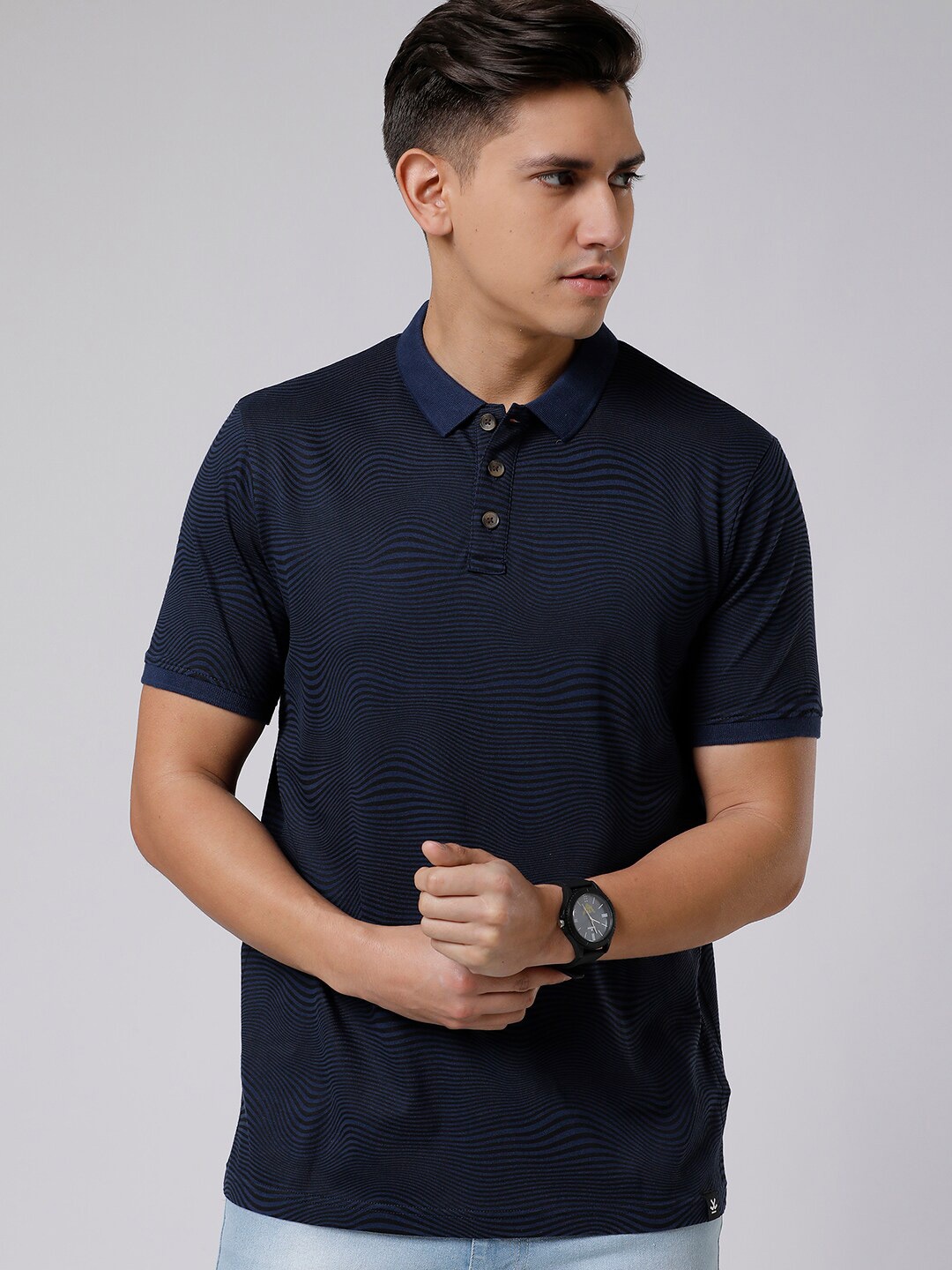 

WROGN Polo Collar Slim Fit T-shirt, Navy blue