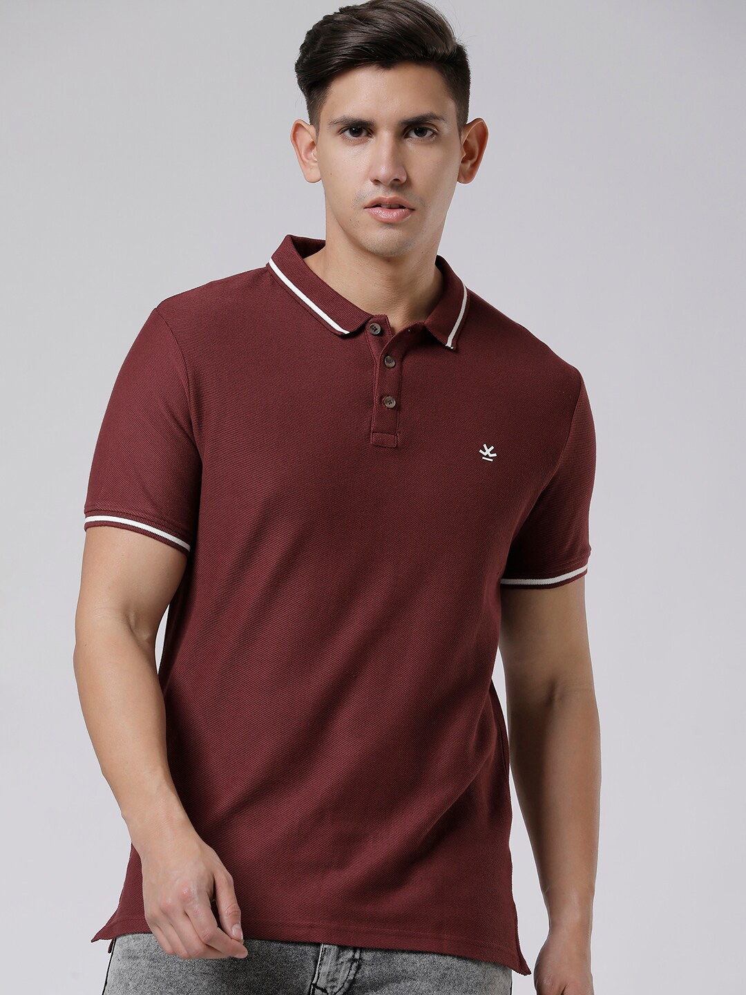 

WROGN Polo Collar Cotton Slim Fit T-shirt, Maroon