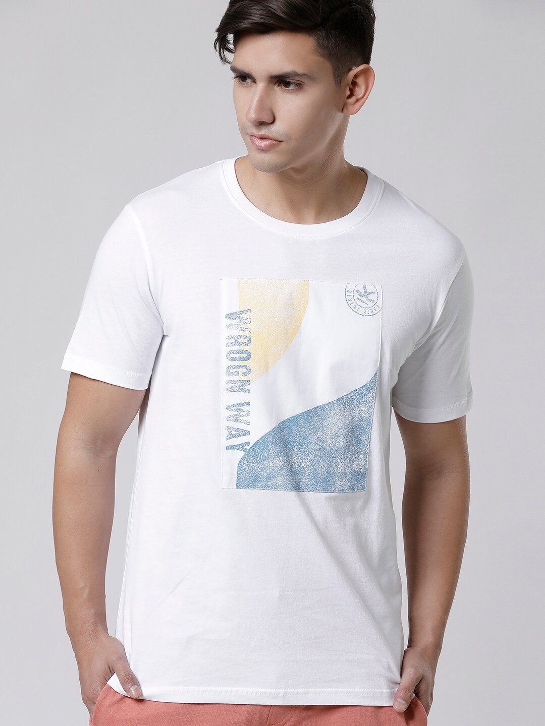 

WROGN Graphic Printed Short Sleeves Slim Fit Cotton T-shirt, White