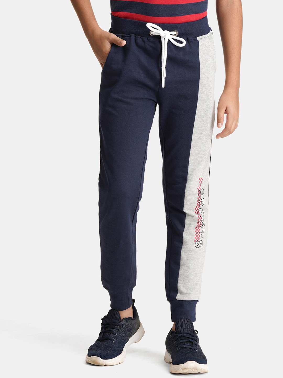 

Urbano Juniors Boys Colourblocked Pure Cotton Joggers, Blue