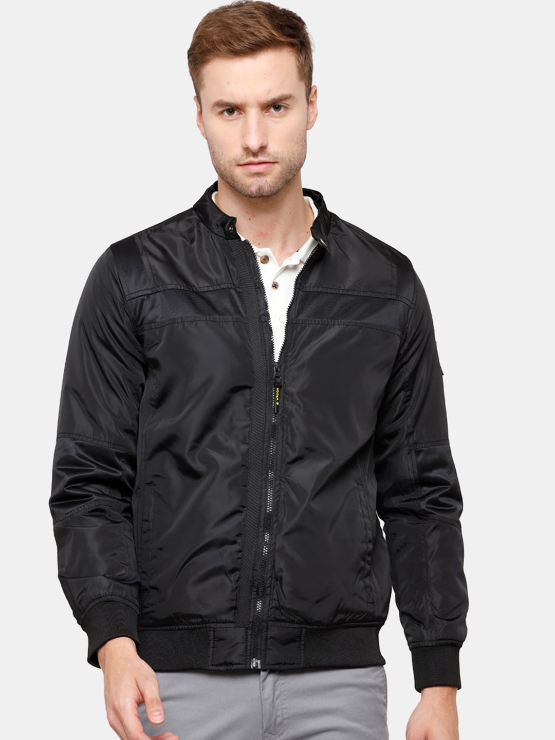 

WROGN Mandarin Collar Bomber Jacket, Black