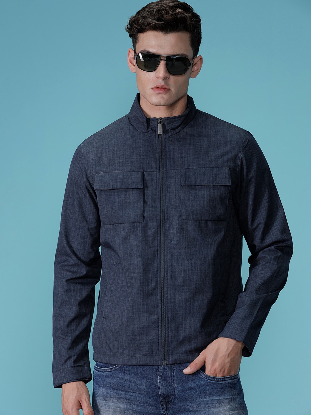 

WROGN Pure Cotton Tailored Jacket, Navy blue