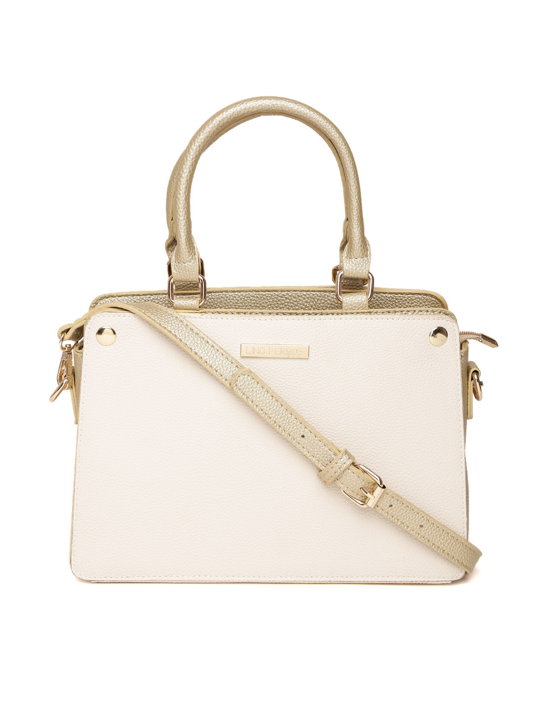 

Lino Perros Off-White & Gold-Toned Solid Handheld Bag