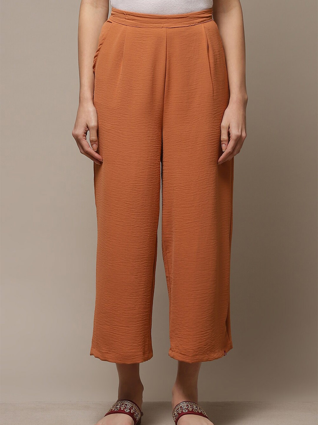 

Biba Women Mid-Rise Straight Cropped Palazzos, Orange