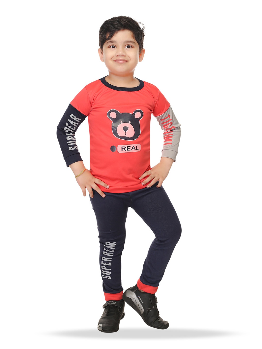 

BAESD Boys Printed Pure Cotton T-shirt with Trousers, Red