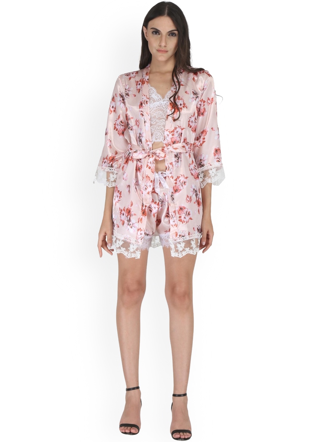 

EZLOOT Women Printed Night suit, Peach