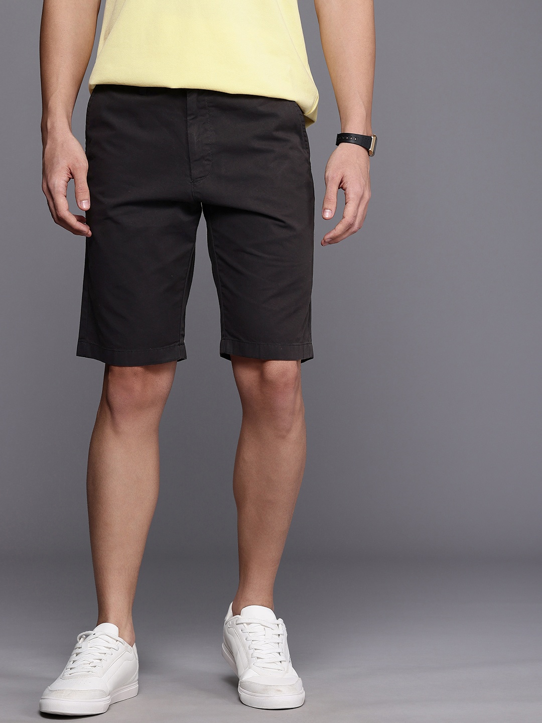 

Allen Solly Men Smart Slim Fit Pure Cotton Chino Shorts, Charcoal