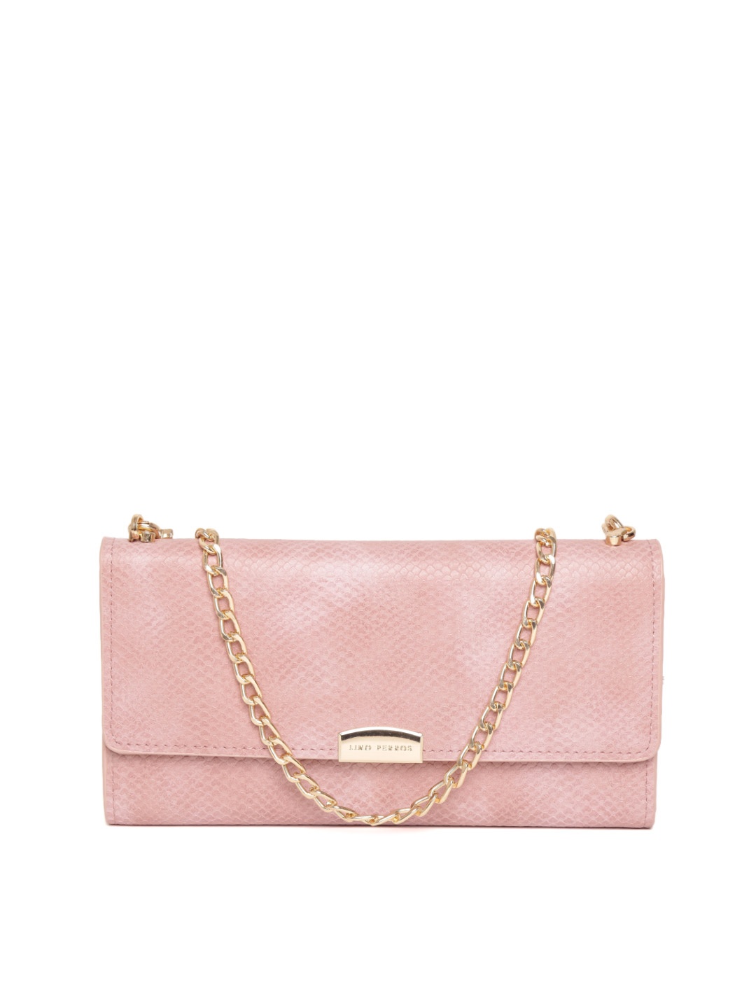 

Lisa Hayden for Lino Perros Pink Snakeskin-Textured Clutch with Chain Strap