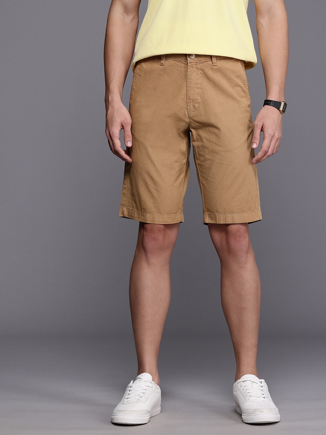 

Allen Solly Men Pure Cotton Smart Slim Fit Chino Shorts, Brown