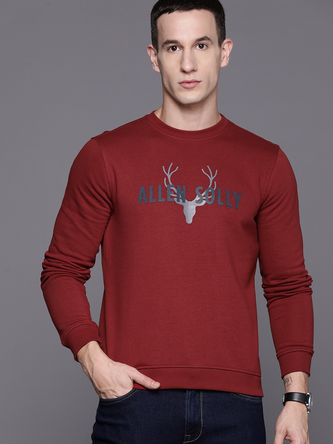 

Allen Solly Brand Logo Printed Sweatshirt, Maroon